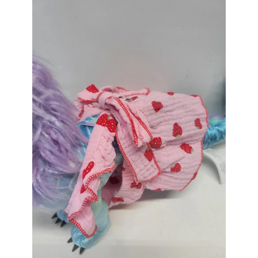 Dog Cat Pet Strawberry Print Harness Dress‎ Pink Red Size S